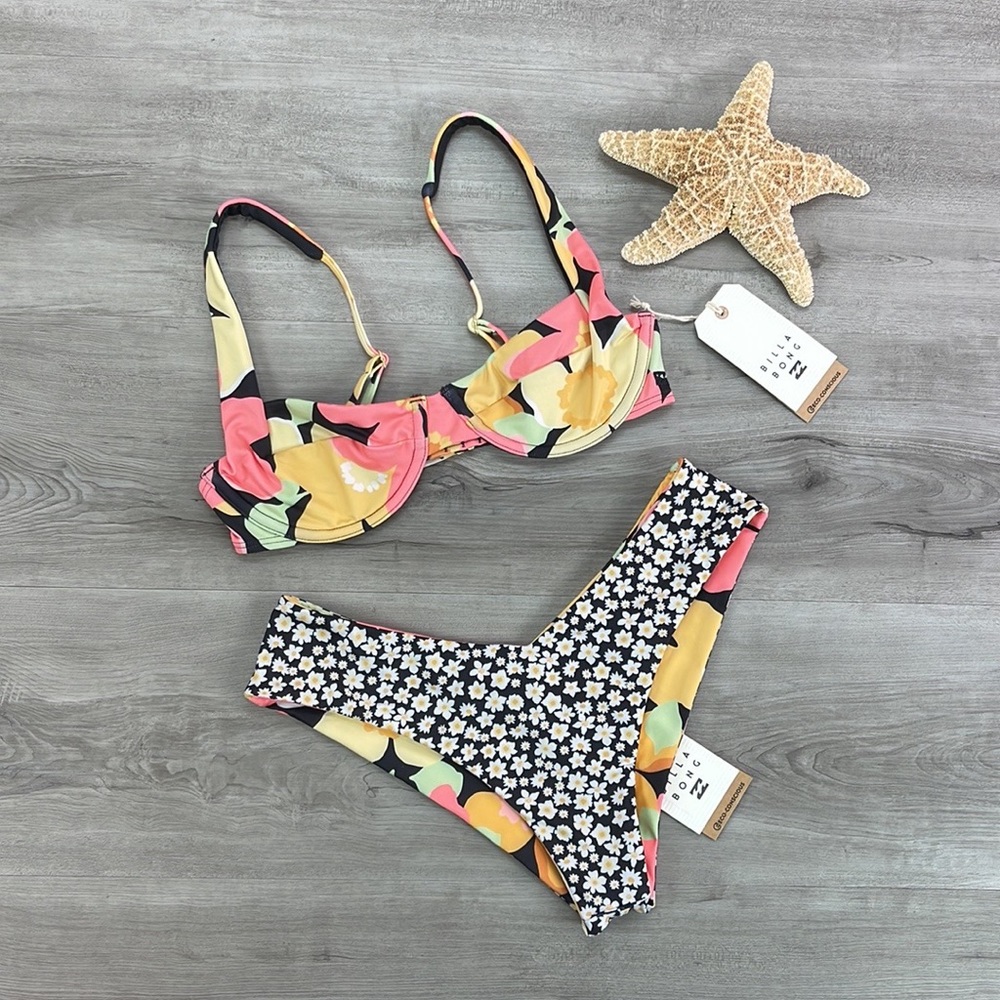 🔆BILLABONG🔆 PRETTY DAZE UNDERWIRE PRETTY DAZE FIJI BIKINI SET - Picture 11 of 16